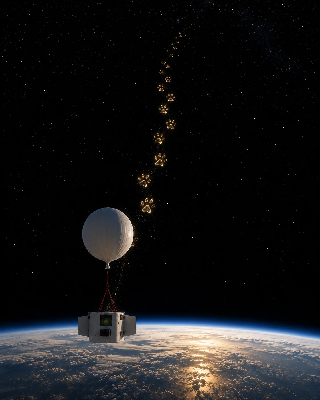 A trail of paw prints into the stars